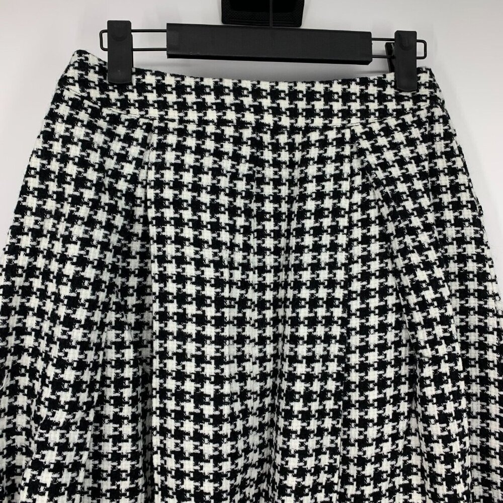 Who What Wear Skirt Black Houndstooth Tweed Pleated Midi Birdcage - Picture 7 of 8